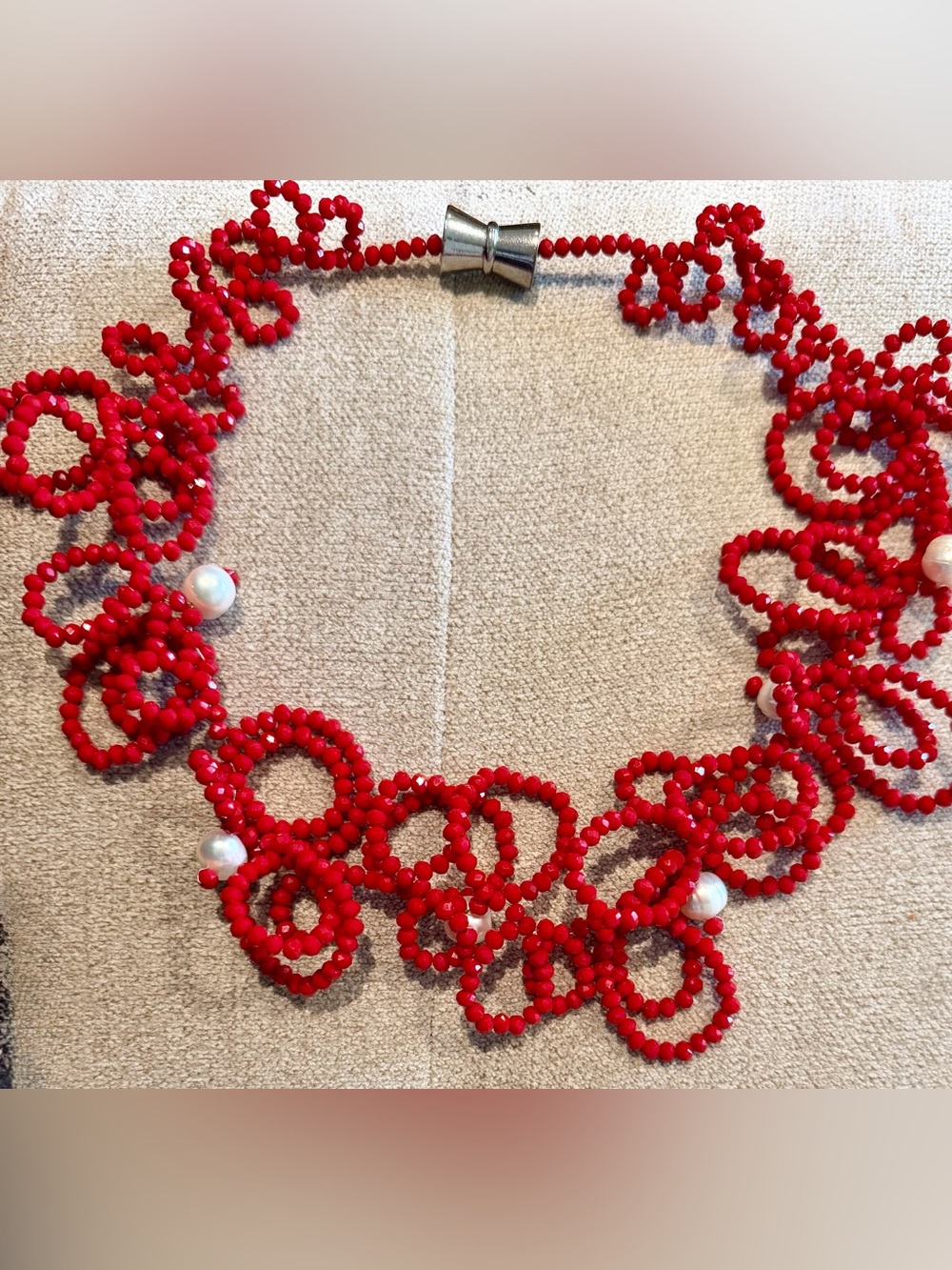 Vintage Look -Italian Murano Glass Multi-Strand Curly Loop Statement Necklace